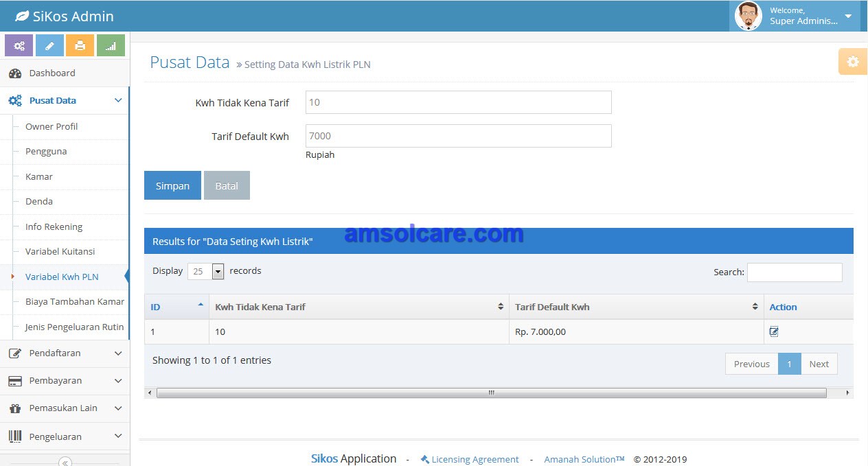 Software Sistem Informasi Kos-kosan/ Rent Room versi 3